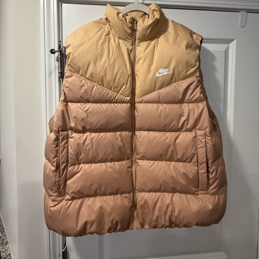 Nike Women’s Two-Tone Beige & Light Brown Puffer Vest